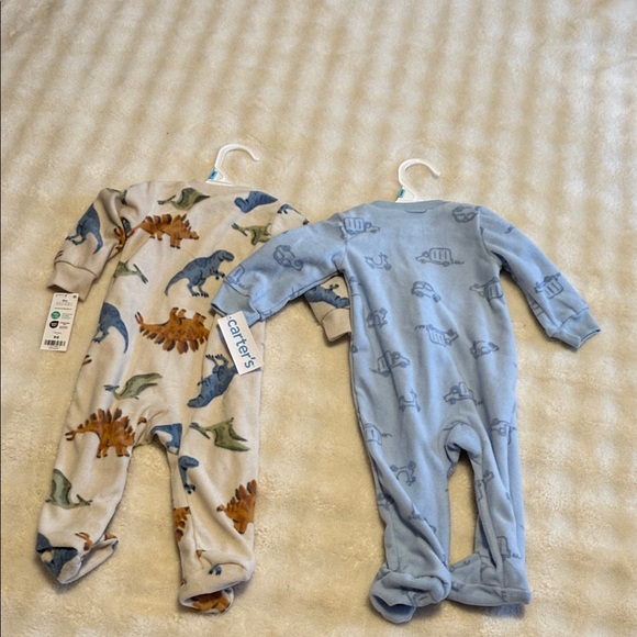Carter's Cream Dinosaur and Blue Little Brother Footies - Picture 2 of 4